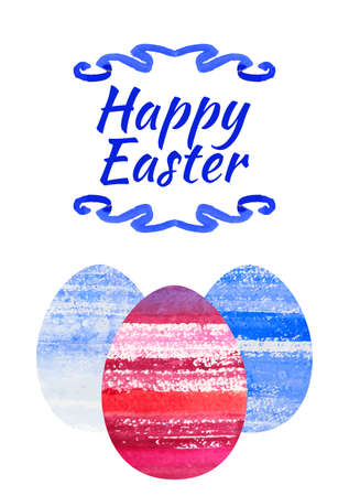 Easter vector background with multicolored watercolor eggsのイラスト素材