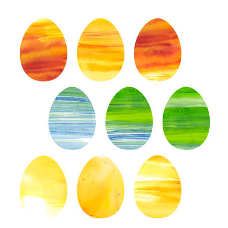 Easter  collection of watercolor colored vector eggsのイラスト素材