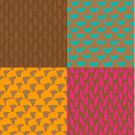 Four seamless ink and brush simple patternのイラスト素材