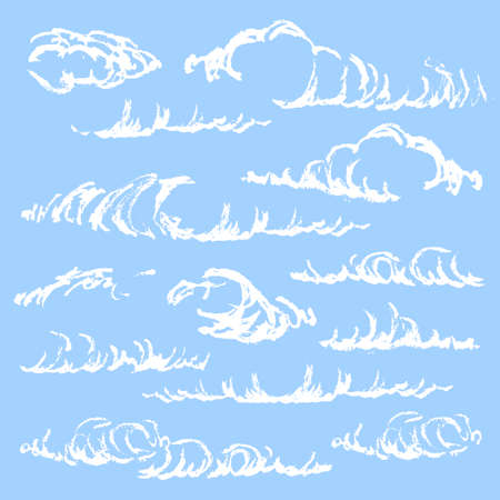 White and blue sketch of clouds. Vector.のイラスト素材