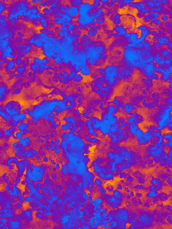 Abstract watercolor spotted background in blue and orange colors