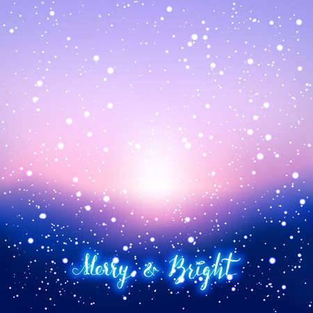 Christmas greeting card. Vector illustration. Blurred background - sunrise.のイラスト素材