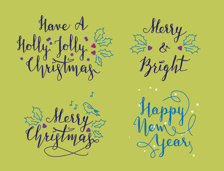 Lettering and calligraphy. Christmas and New Year greetings setのイラスト素材