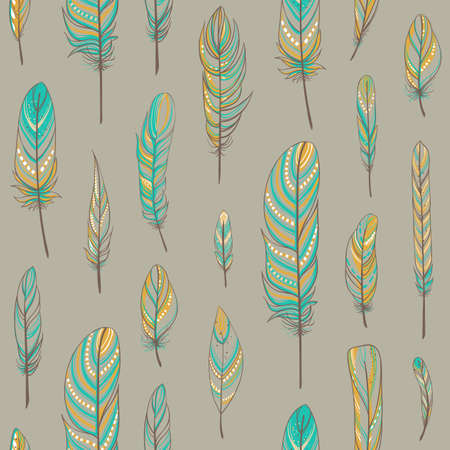 Seamless pattern with feathers in native Americans styleのイラスト素材