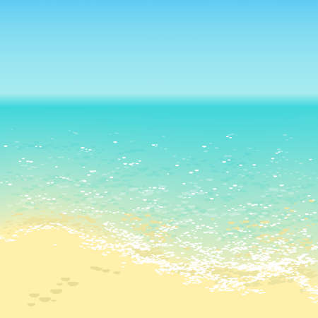 Beach with turquoise tropical sea and clean sandのイラスト素材