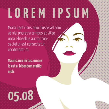 Portrait of a beautiful woman with long hair. Template for your designのイラスト素材