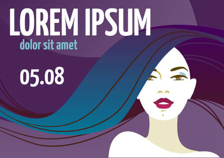 Portrait of a beautiful woman with long hair. Template for your designのイラスト素材