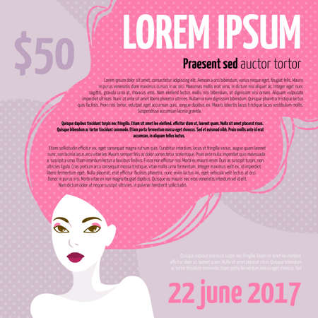 Portrait of a beautiful woman with long hair. Template for your designのイラスト素材