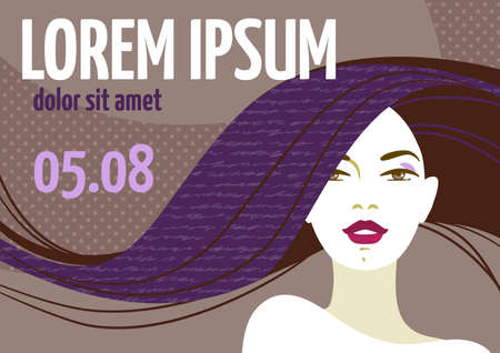 Portrait of a beautiful woman with long hair. Template for your designのイラスト素材