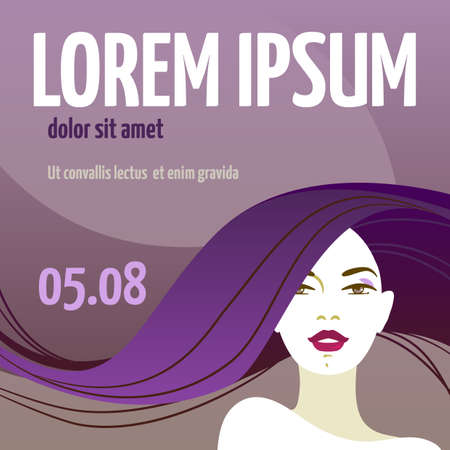 Portrait of a beautiful woman with long hair. Template for your designのイラスト素材