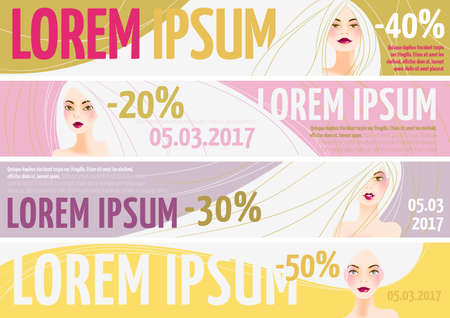 Portrait of a beautiful woman with long hair. Template for your design with gradient meshのイラスト素材