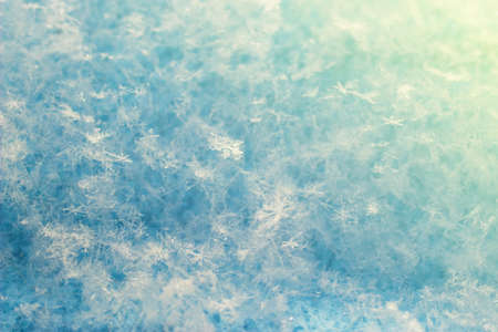 Macro image of the snow surface on sunset. Winter background.の写真素材