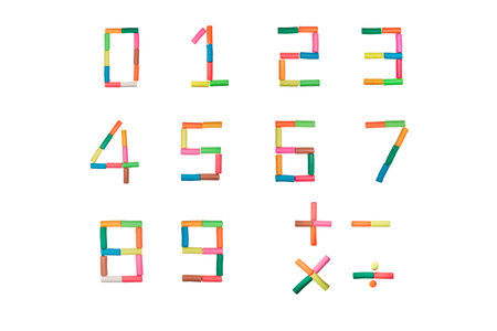 Play dough number set on white backgroundの写真素材