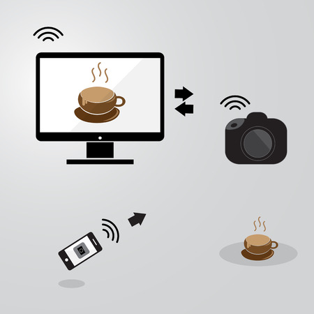 wireless device connection for shooting photo の写真素材