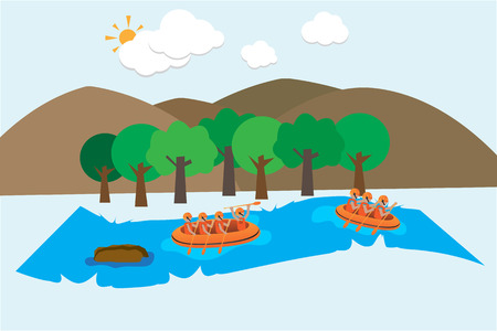 rafting on river vector backgroundの写真素材