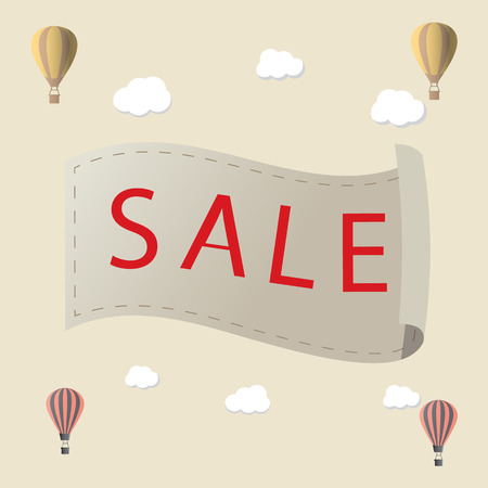 Hot air balloons withh banner advertisementin the sky のイラスト素材