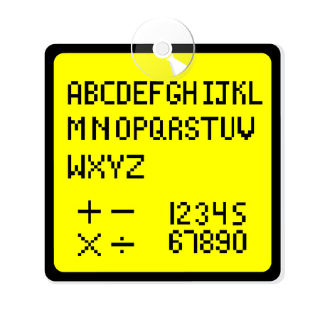 Vector font 8 bit style on yellow tagのイラスト素材