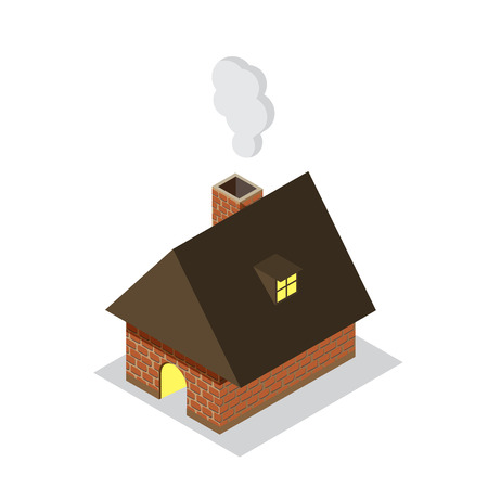 bricks house building in isometric viewのイラスト素材