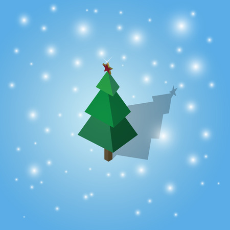 christmas tree on snow backgroundのイラスト素材