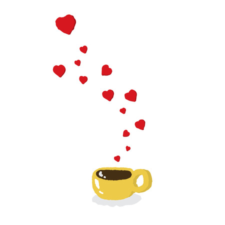 coffee lover icon flying hearts from coffee cupのイラスト素材