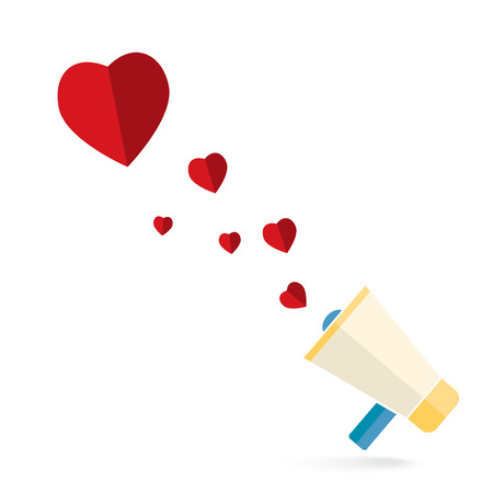 Hand holding megaphone speak love conceptのイラスト素材