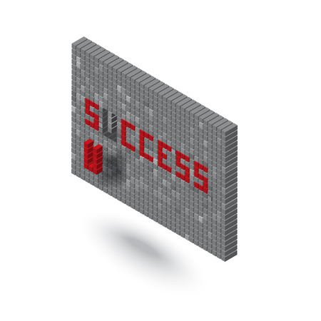success word in 3D block wall illustrationのイラスト素材