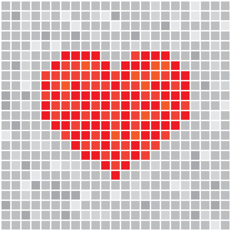 Pixels art tile heart designs love conceptのイラスト素材