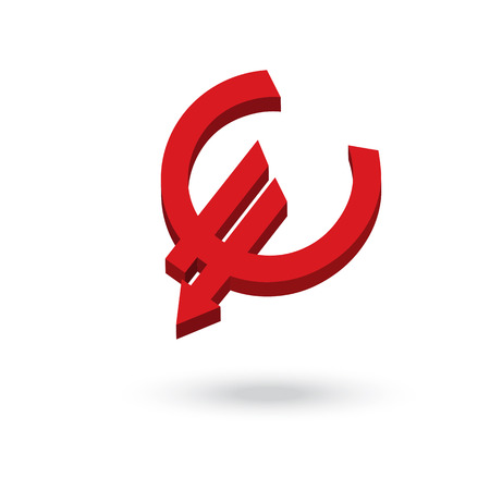 Euro currency symbol with arrow down to the floor decreasing conceptのイラスト素材