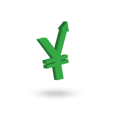 Yen currency symbol with arrow up to the air increasing conceptのイラスト素材