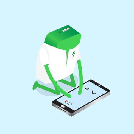 illustration of energy power bank recharge low battery smartphoneのイラスト素材