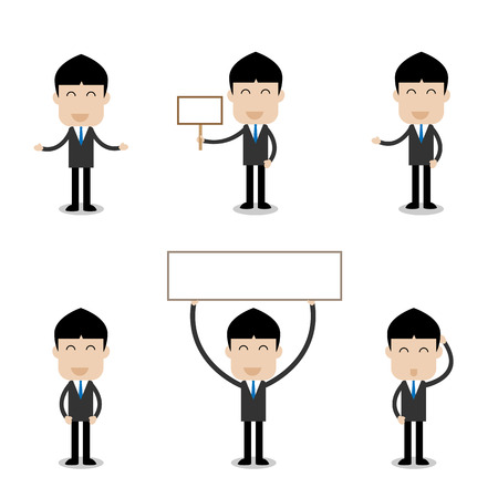 set of businessman with happy and smiling face charactor- vectorのイラスト素材