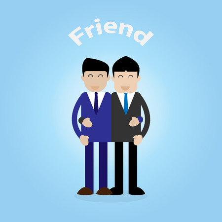 two young business man embracing friend concept -vectorのイラスト素材