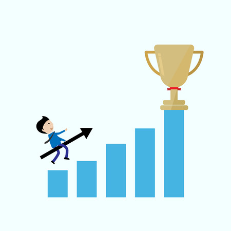 businessman ride flying arrow to get trophy business concept Vectorのイラスト素材