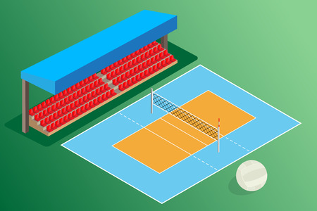 volleyball ground outdoor stadium with ballのイラスト素材