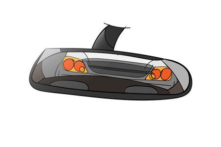 rear view mirror looking at car behind too closeのイラスト素材