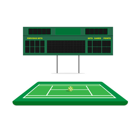 tennis green court with empty scoreboardのイラスト素材