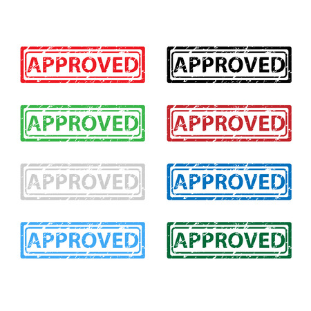 Approved stamp set of ink color on white backgroundのイラスト素材