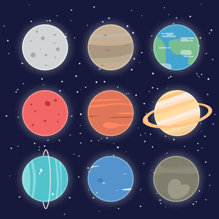 planets icon of solar system flat designのイラスト素材
