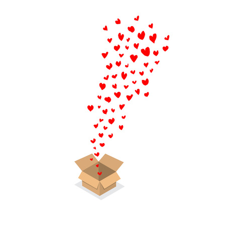 hearts flying out of the boxのイラスト素材