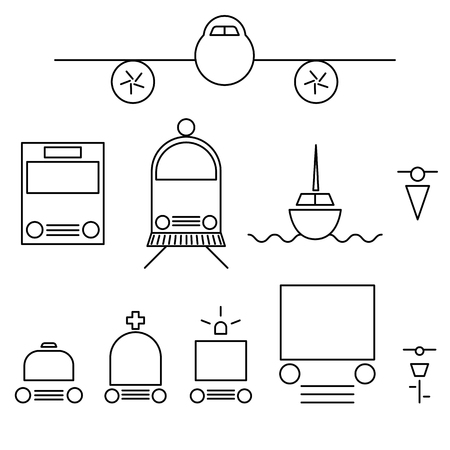 set of transportation line iconのイラスト素材