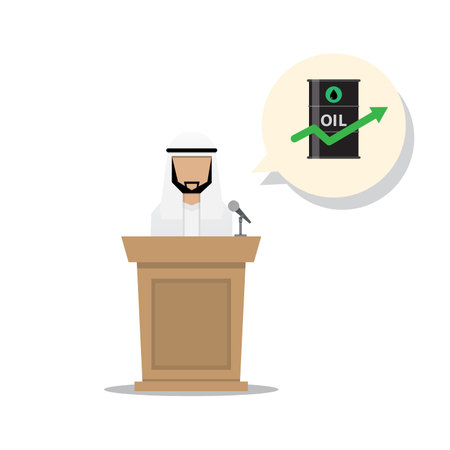 arab man annouce oil production capacity increasingのイラスト素材