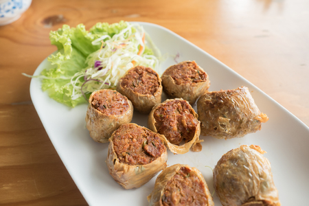 deep fried crab meat rollの写真素材