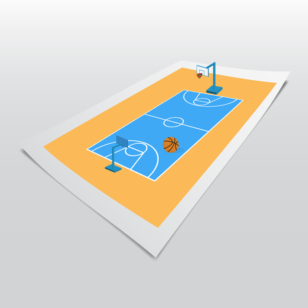 Basketball field on bend paper sheetのイラスト素材
