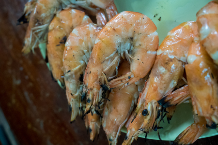 Fresh banana shrimp grilledの写真素材