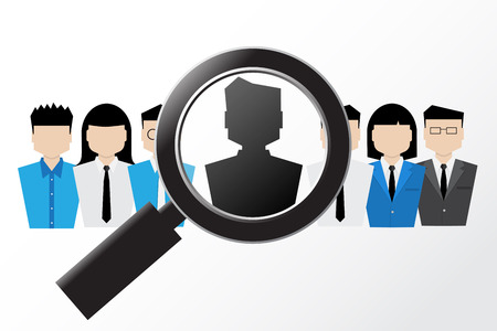 Magnifying glass on people icon for recruitmentのイラスト素材