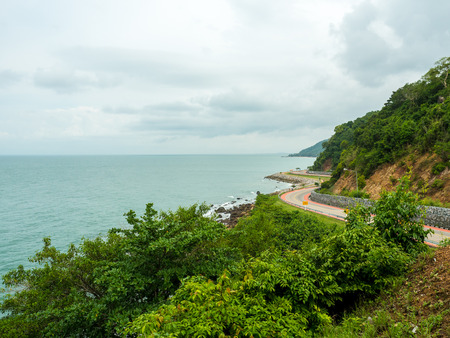 Coastal road in Chanthaburi, Thailandの写真素材