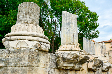 Ancient Roman columns in Arles, Franceの写真素材