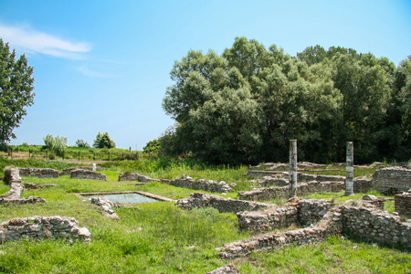 Ancient Greece city Dion. Ruins of House of Dionysos.. Archaeological park of sacred city of Macedon.の写真素材