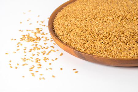 golden flax seed or linseedの写真素材