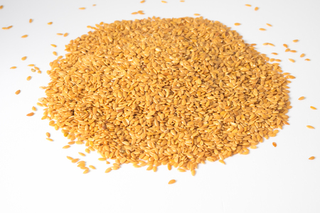 golden flax seed or linseedの写真素材